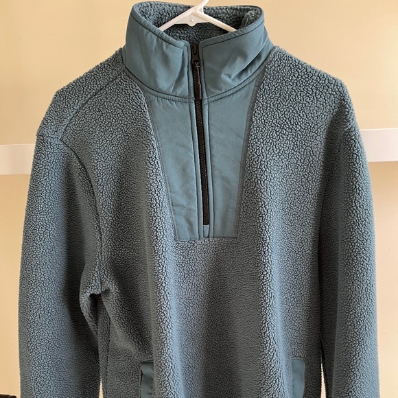 Old Navy Half Zip Sherpa Fleece Blue/Green Teal Medium M - Picture 1 of 5